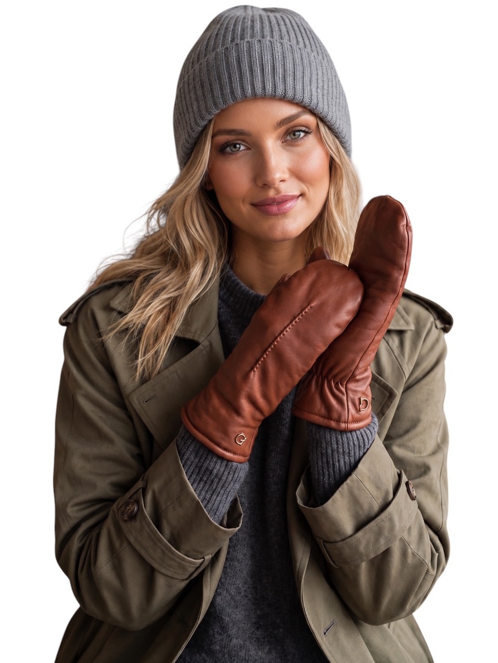Cole Haan Brown Leather Mittens